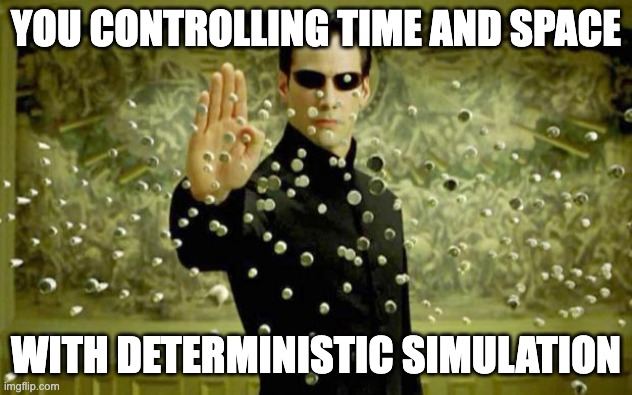 Controlling time and space with deterministic simulation